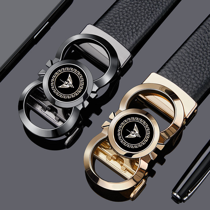 Emperor Paul Belt Men's Genuine Leather Automatic Buckle Alloy Men's Belt Versatile Belt High-End Genuine Wholesale