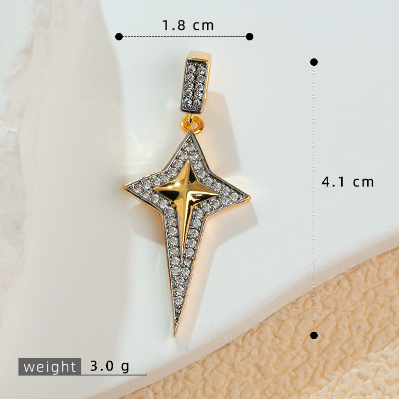 European and American Cross-Border Popular 2025 New Eight-Pointed Star DIY Accessories Pendant Micro-Embedded Earrings Jewelry Pendant Pendant