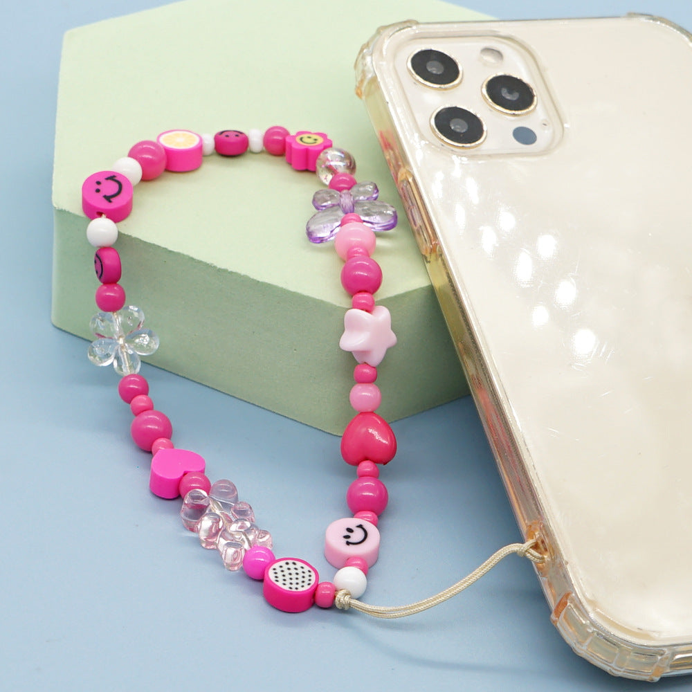 Factory direct supply handmade beaded mobile phone lanyard bluetooth speaker lanyard flashlight fan selfie stick U disk sling