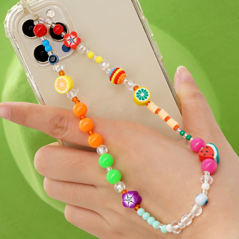 Factory direct supply handmade beaded mobile phone lanyard bluetooth speaker lanyard flashlight fan selfie stick U disk sling