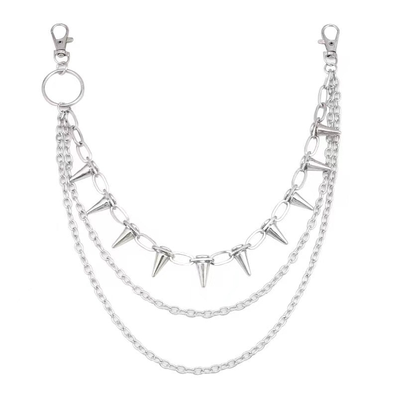 European and American cross-border jewelry hip-hop punk metal rivet stage performance multi-layer waist chain dress jeans accessories