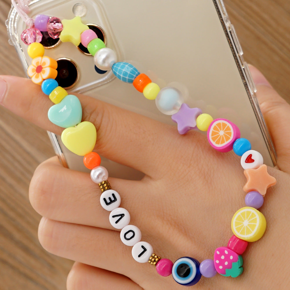 Factory direct supply handmade beaded mobile phone lanyard bluetooth speaker lanyard flashlight fan selfie stick U disk sling