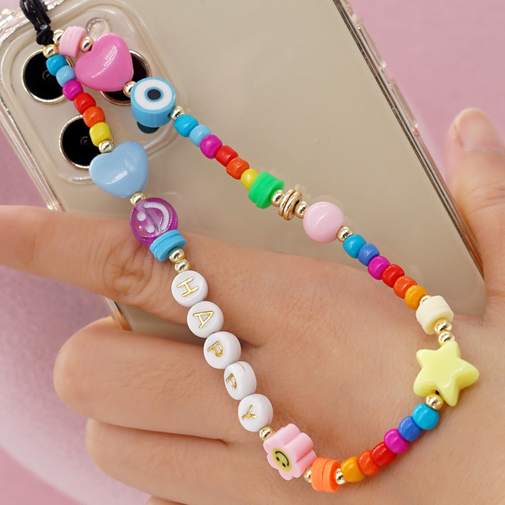 Factory direct supply handmade beaded mobile phone lanyard bluetooth speaker lanyard flashlight fan selfie stick U disk sling