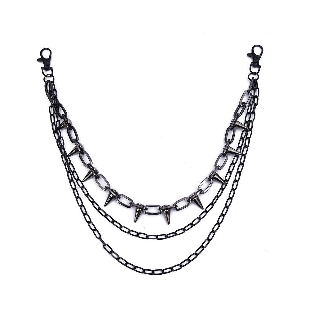 European and American cross-border jewelry hip-hop punk metal rivet stage performance multi-layer waist chain dress jeans accessories