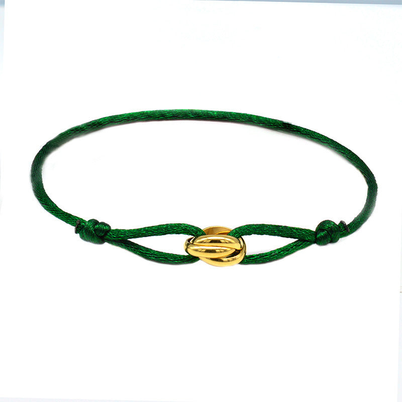 Cross-border supply of foreign trade hand-woven couples stainless steel DIY hand rope three-color three-ring hand rope adjustable bracelet