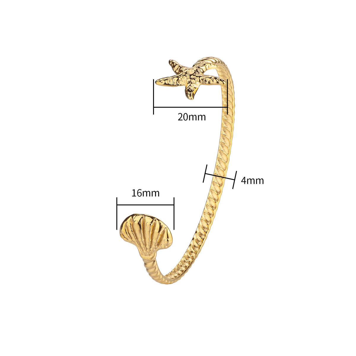 Justop European and American Marine Series Bracelets, Fashionable Hand Jewelry, Real Gold Electroplated Stainless Steel Bracelets, Shell Starfish Bracelets