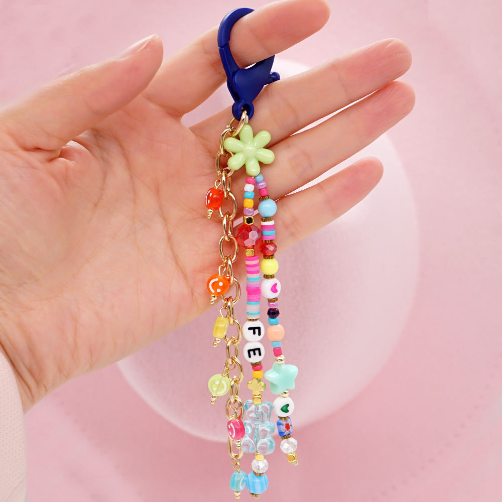 Factory direct supply handmade beaded mobile phone lanyard bluetooth speaker lanyard flashlight fan selfie stick U disk sling