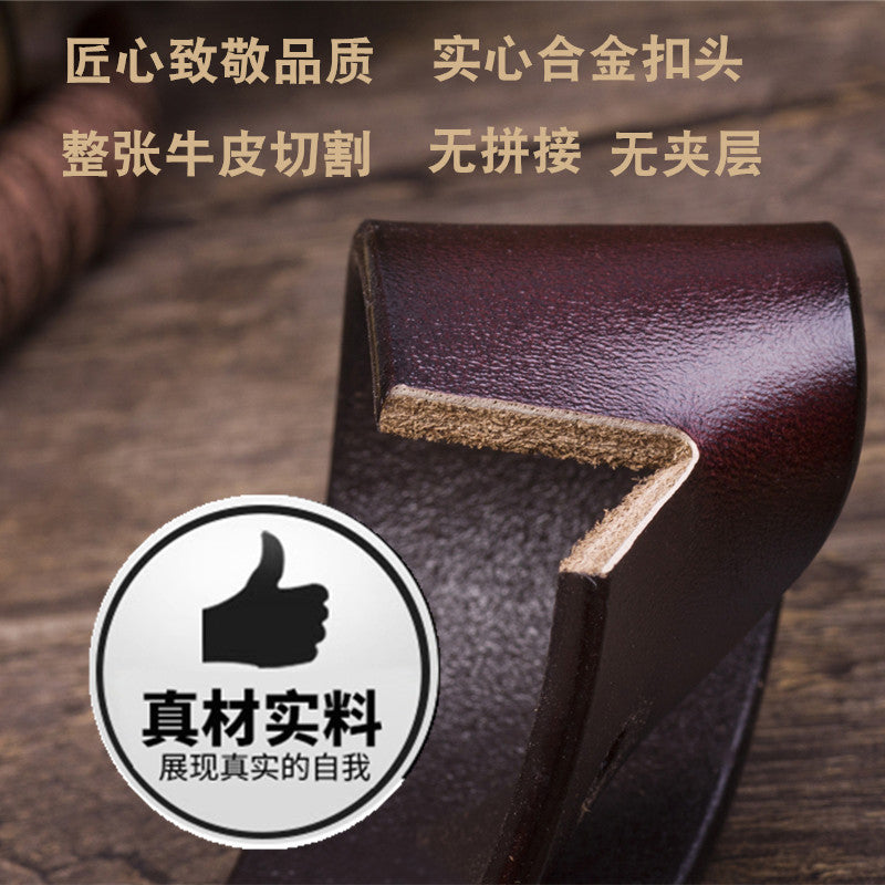 Cross-border supply men's belt pin buckle leather men's belt cowhide young and middle-aged vintage belt factory outlet