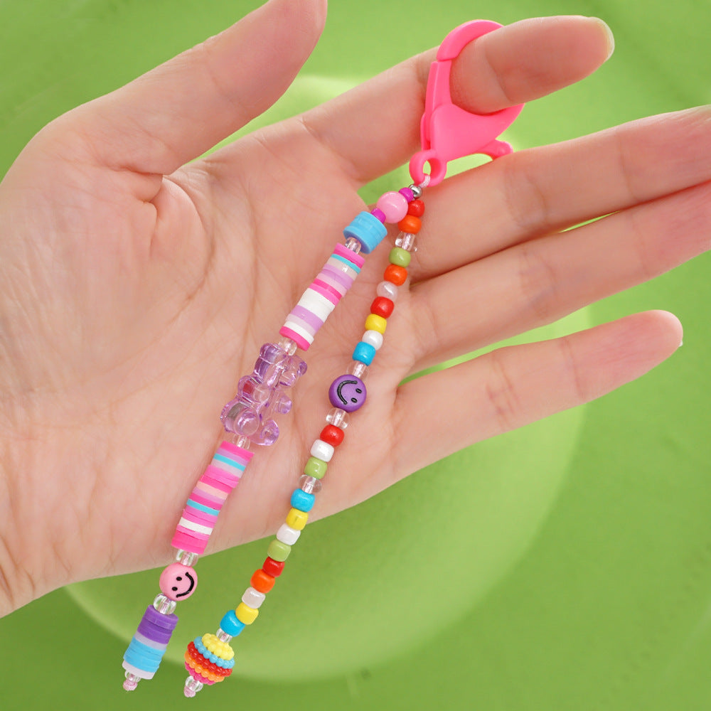 Factory direct supply handmade beaded mobile phone lanyard bluetooth speaker lanyard flashlight fan selfie stick U disk sling