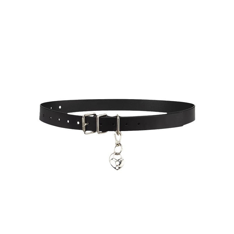 Genuine Leather Distressed Hardware Crescent Belt for Women, Trendy Retro Punk Original Design Brand Cowhide Belt