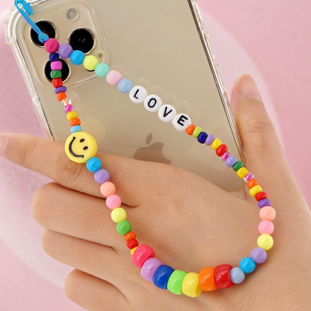Factory direct supply handmade beaded mobile phone lanyard bluetooth speaker lanyard flashlight fan selfie stick U disk sling