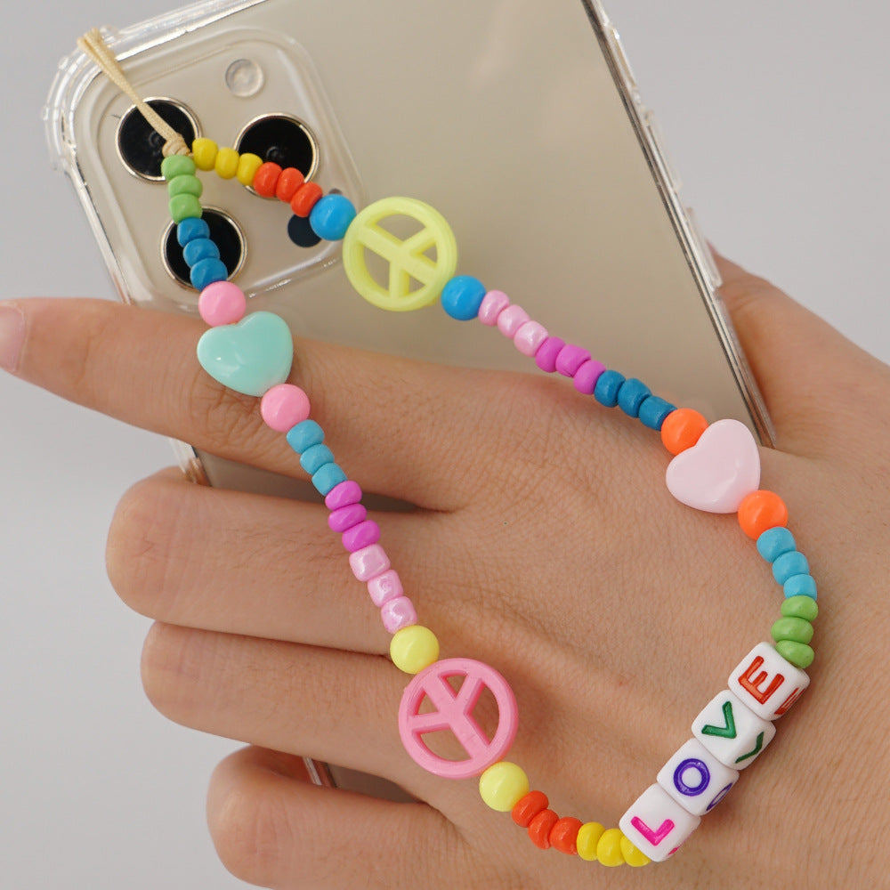 Factory direct supply handmade beaded mobile phone lanyard bluetooth speaker lanyard flashlight fan selfie stick U disk sling