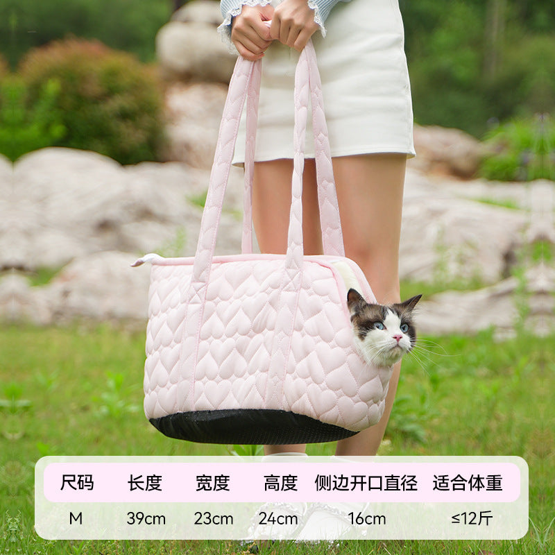 Pet Outgoing Shoulder Bag Summer Portable Cat Bag Sweet Cussy Outdoor Portable Breathable Pet Satchel