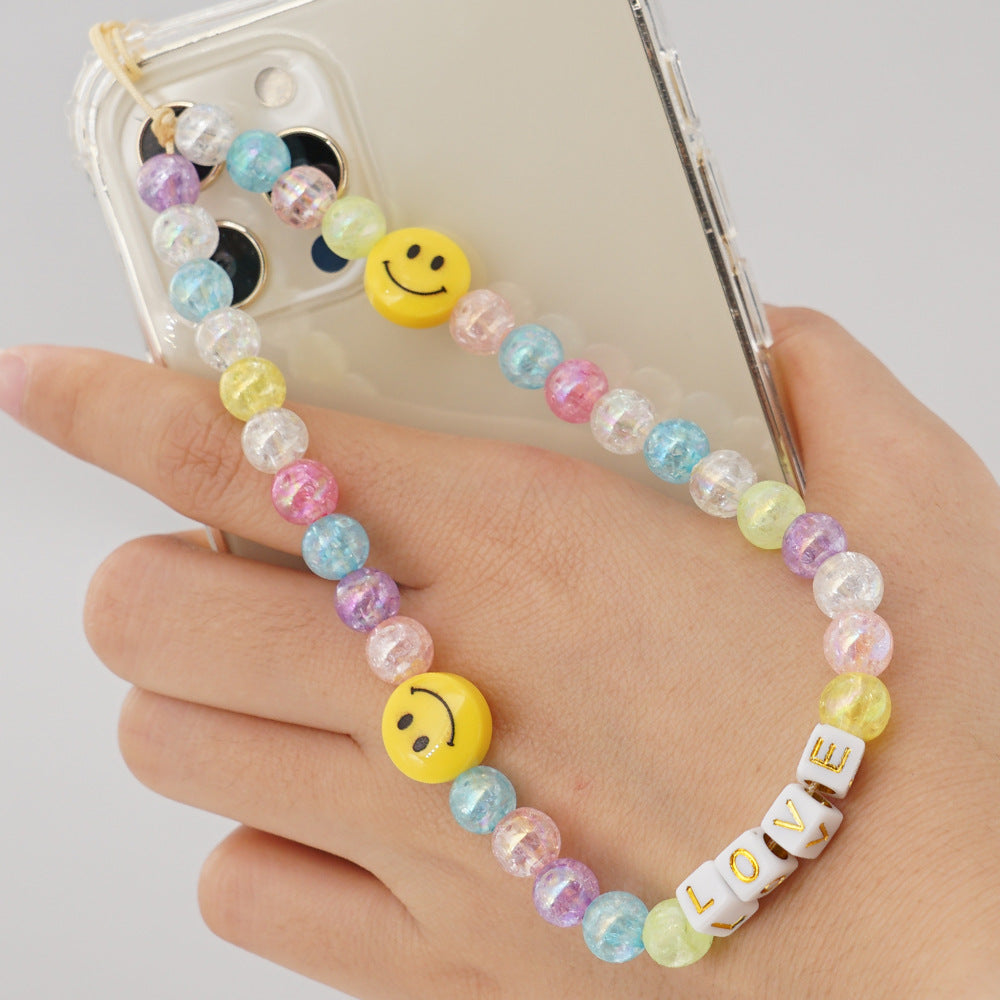 Factory direct supply handmade beaded mobile phone lanyard bluetooth speaker lanyard flashlight fan selfie stick U disk sling
