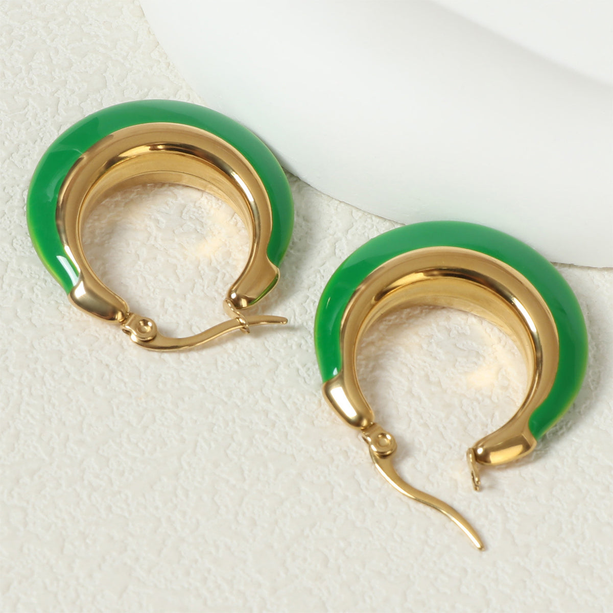 Justop European and American Cross-Border Retro Geometric Circle Earrings High-End Drip Glaze Earrings Fashion Enamel Drip Oil Earrings