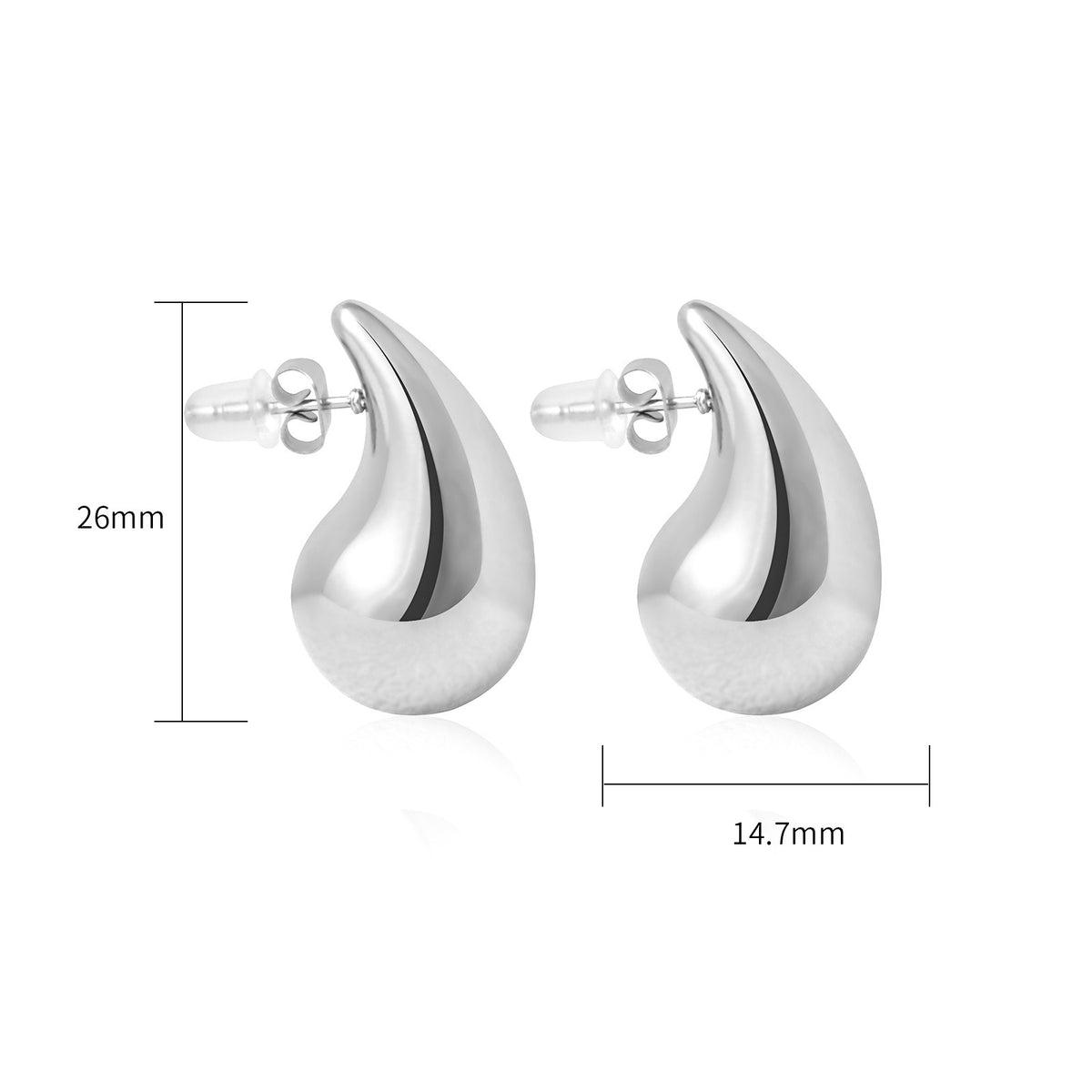 Justop European and American Cross-Border Water Drop Earrings French Stainless Steel Polished Earrings Steel Color Tiger Tooth Earrings Fashion Earrings
