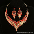 2024 New Exquisite Rhinestone Necklace Earrings Set Party Dress Wedding Accessories Alloy Cross-border Jewelry Supply