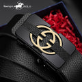 Paul leather belt men's top layer cowhide litchi pattern belt real cowhide fashion business automatic buckle classic men's