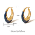 Justop European and American Fashion Navy Blue Oil Drop Earrings Real Gold Electroplated Stainless Steel Earrings French Simple Earrings