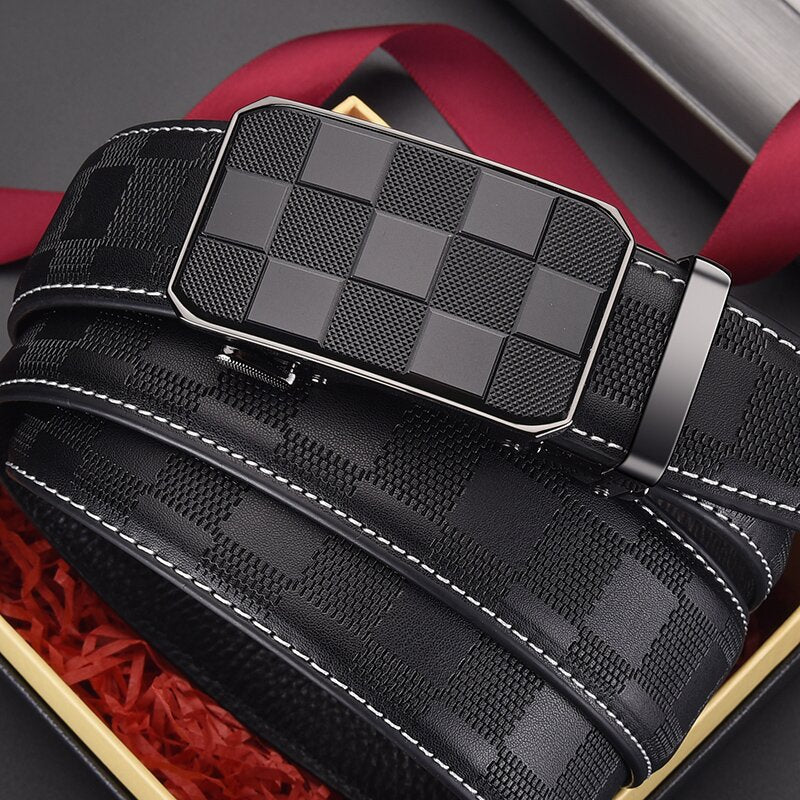 Belt Men's High-end Genuine Leather Automatic Buckle Top Layer Cowhide Belt Men's High-end Casual Pants with Cross-border in stock