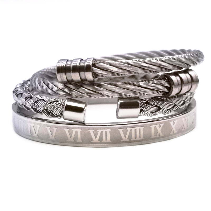 Men's three-in-one punk six-color stainless steel bracelet cross-border for manufacturers first-hand titanium steel European and American fashion jewelry