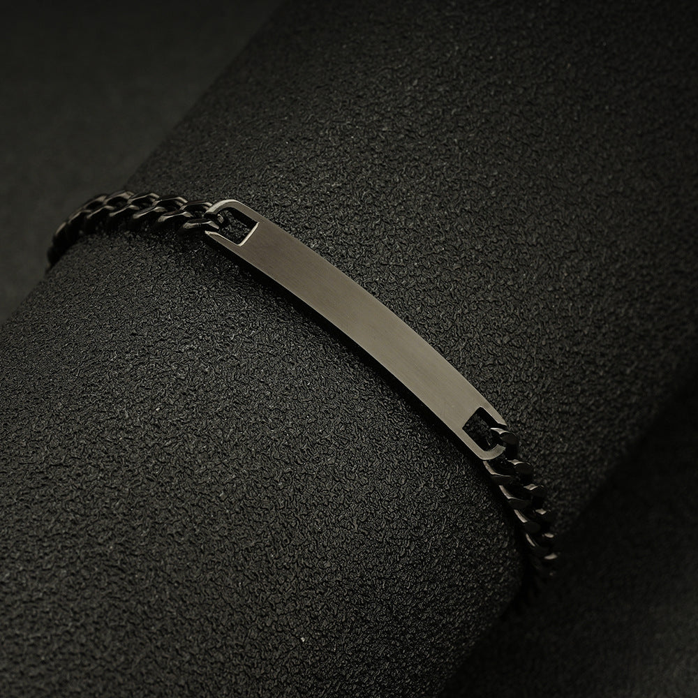 Cross-Border Amazon Hot Selling European and American Fashion Couple DIY Stainless Steel Glossy Curved Bracelet Laser Name