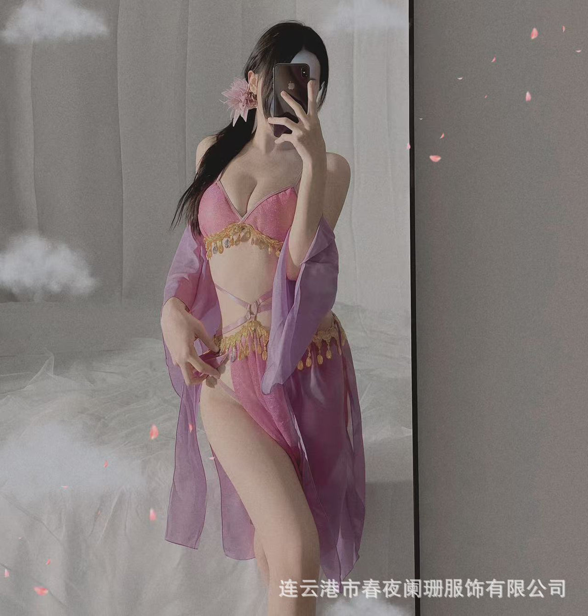 Sexy Underwear Sexy Shoulder Mesh Perspective Nightdress Passionate Hot Bed Temptation Small Chest Shown Big Free Pajamas