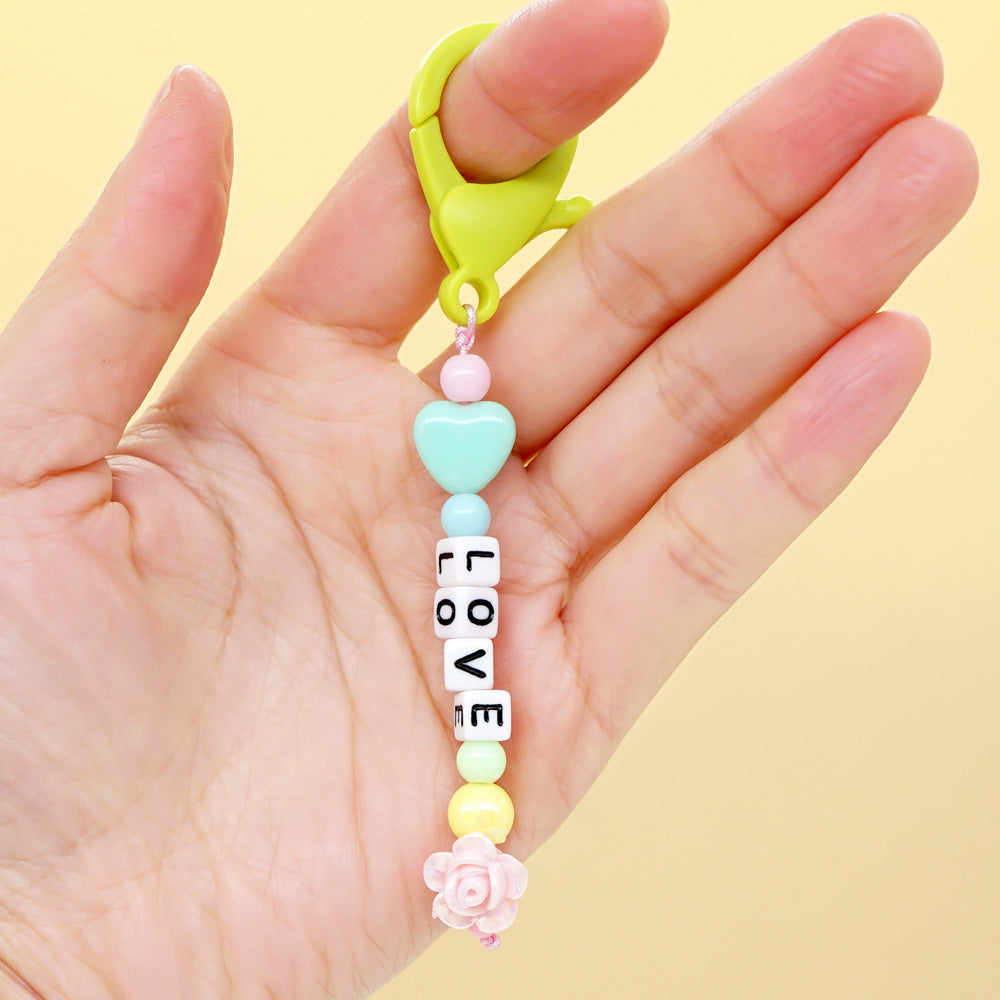 Factory direct supply handmade beaded mobile phone lanyard bluetooth speaker lanyard flashlight fan selfie stick U disk sling