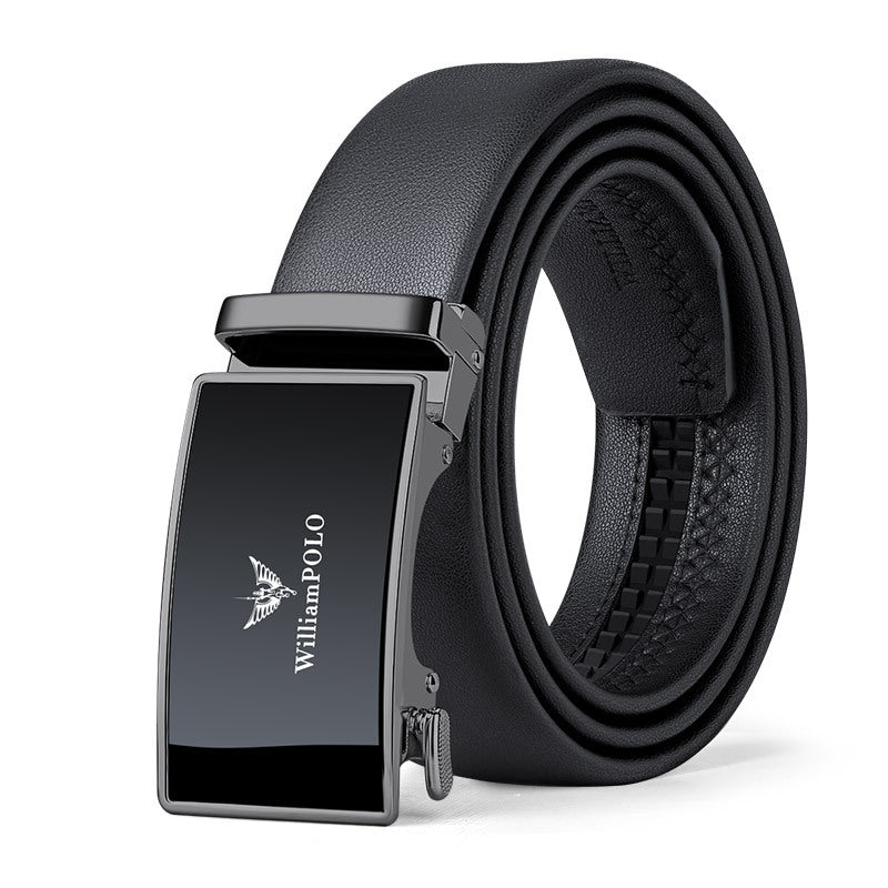 Paul Belt Men's High-End Leather Belt Men's Genuine Leather Automatic Buckle Belt Simple Business Alloy Soft Leather Belt for Men