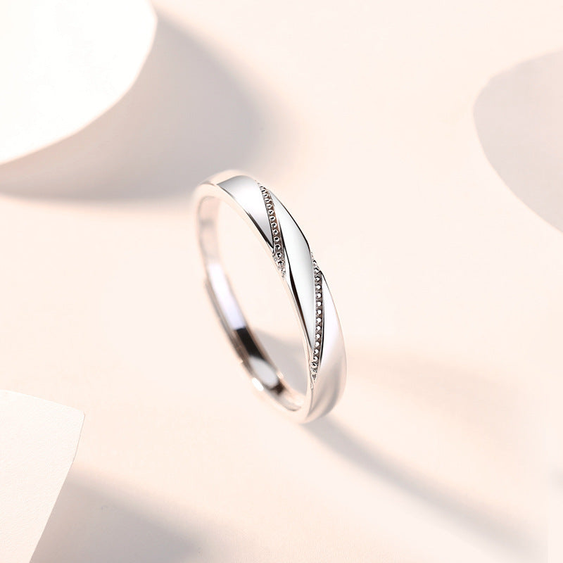 S925 Sterling Silver Love at First Sight Couple Ring Pair Japanese and Korean Simple Fashion Men and Women Drop Shipping