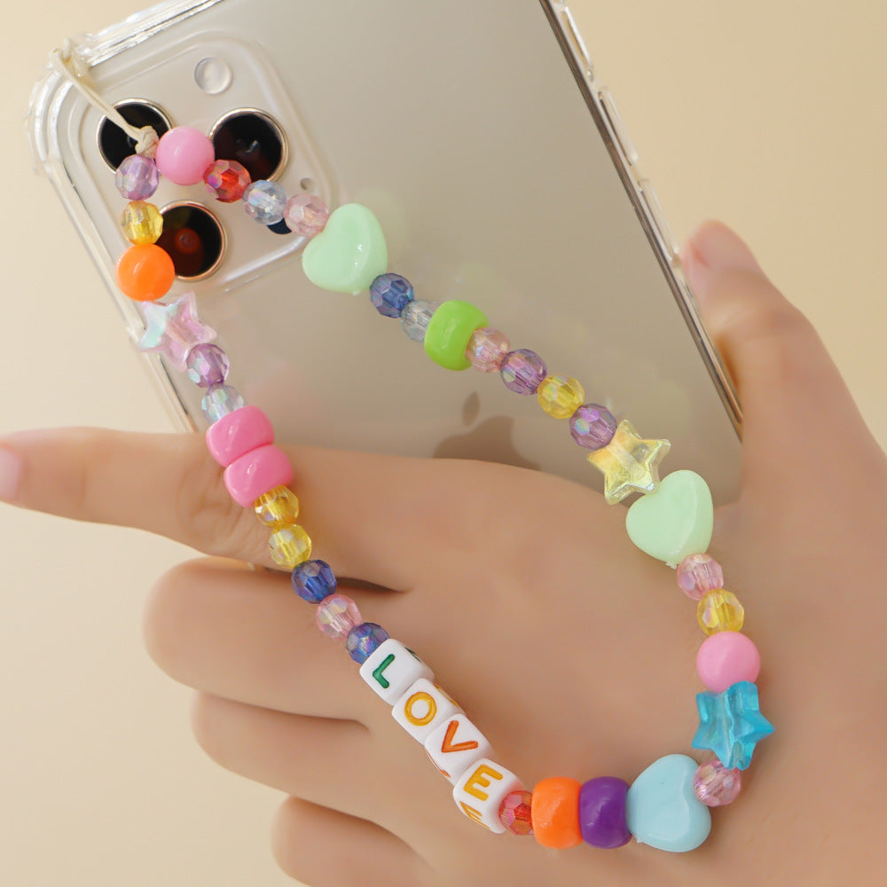 Factory direct supply handmade beaded mobile phone lanyard bluetooth speaker lanyard flashlight fan selfie stick U disk sling