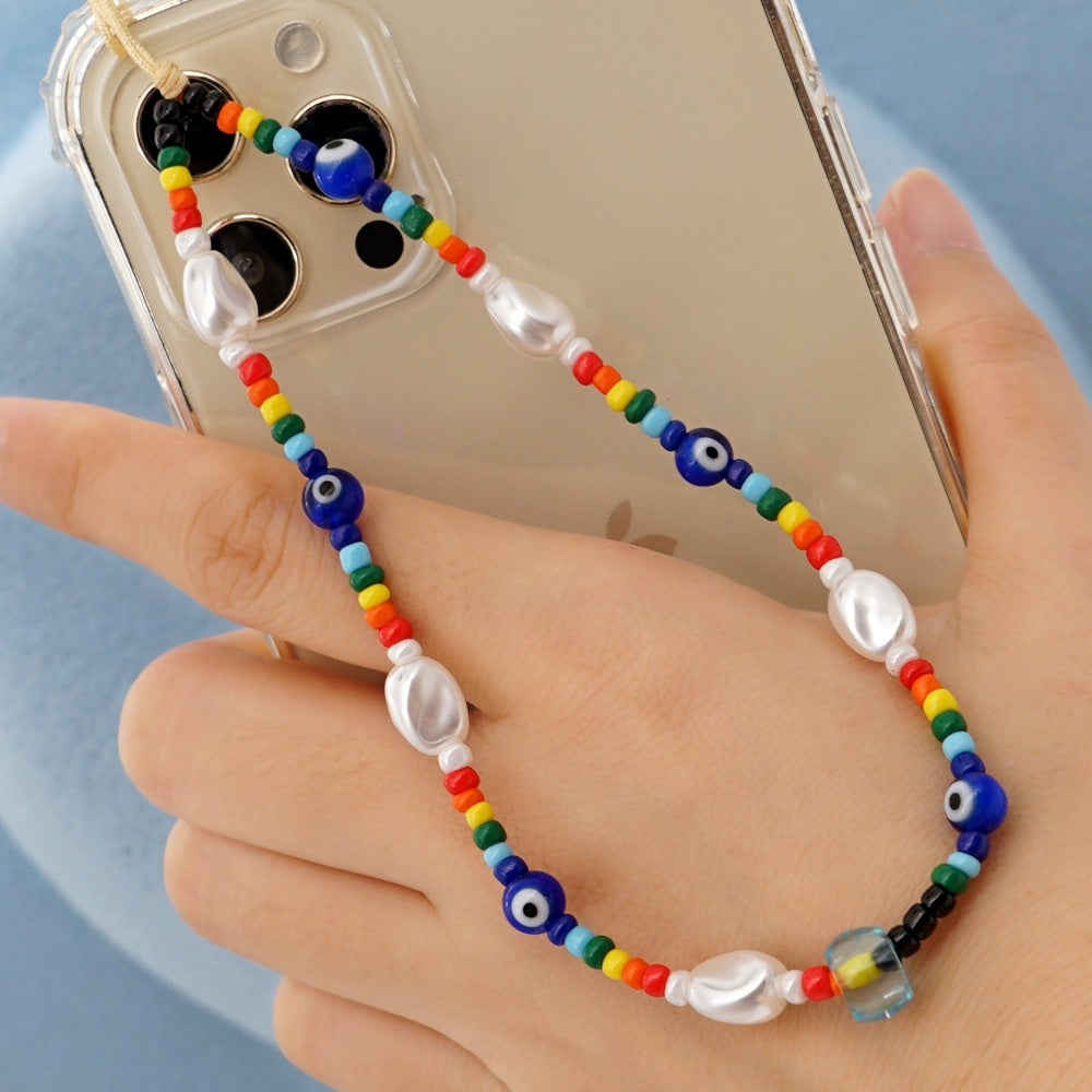 Factory direct supply handmade beaded mobile phone lanyard bluetooth speaker lanyard flashlight fan selfie stick U disk sling