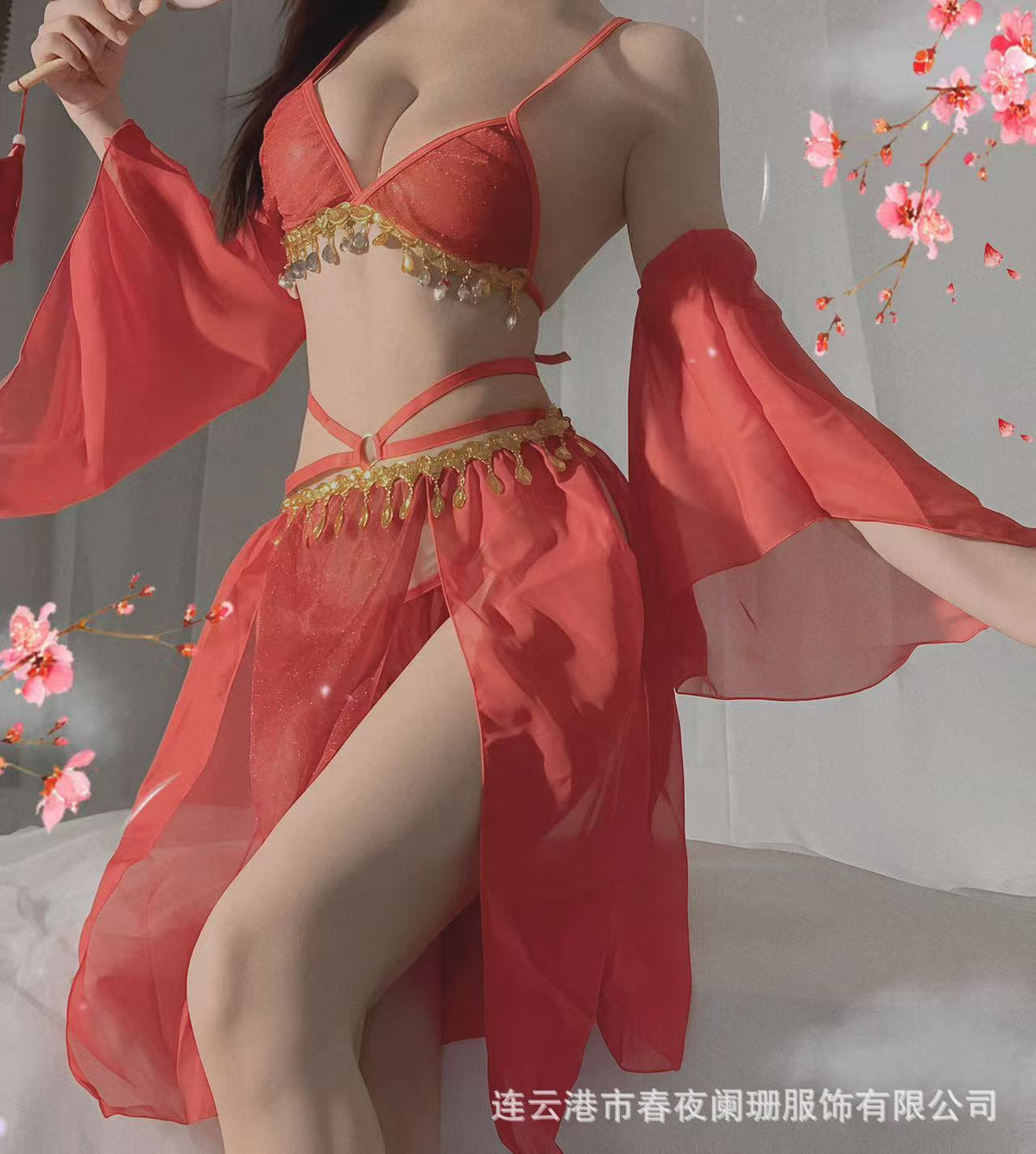 Sexy Underwear Sexy Shoulder Mesh Perspective Nightdress Passionate Hot Bed Temptation Small Chest Shown Big Free Pajamas