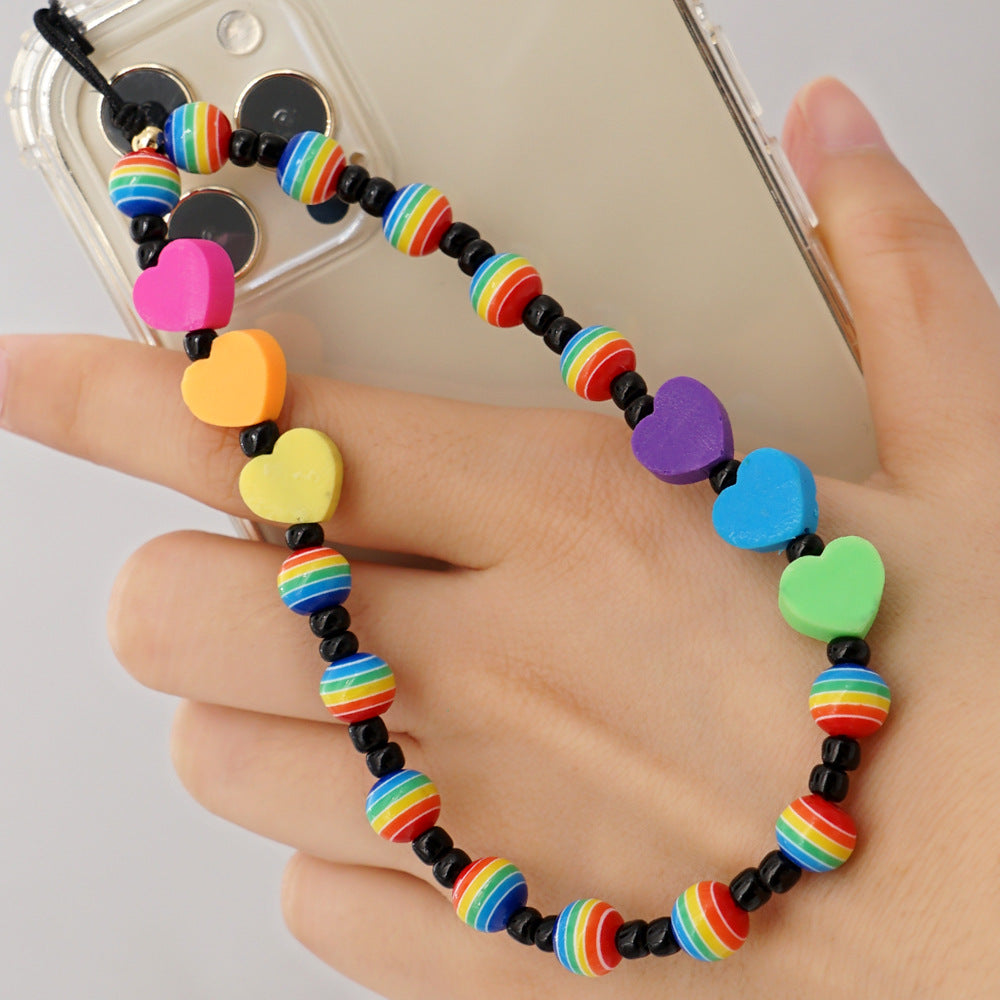 Factory direct supply handmade beaded mobile phone lanyard bluetooth speaker lanyard flashlight fan selfie stick U disk sling