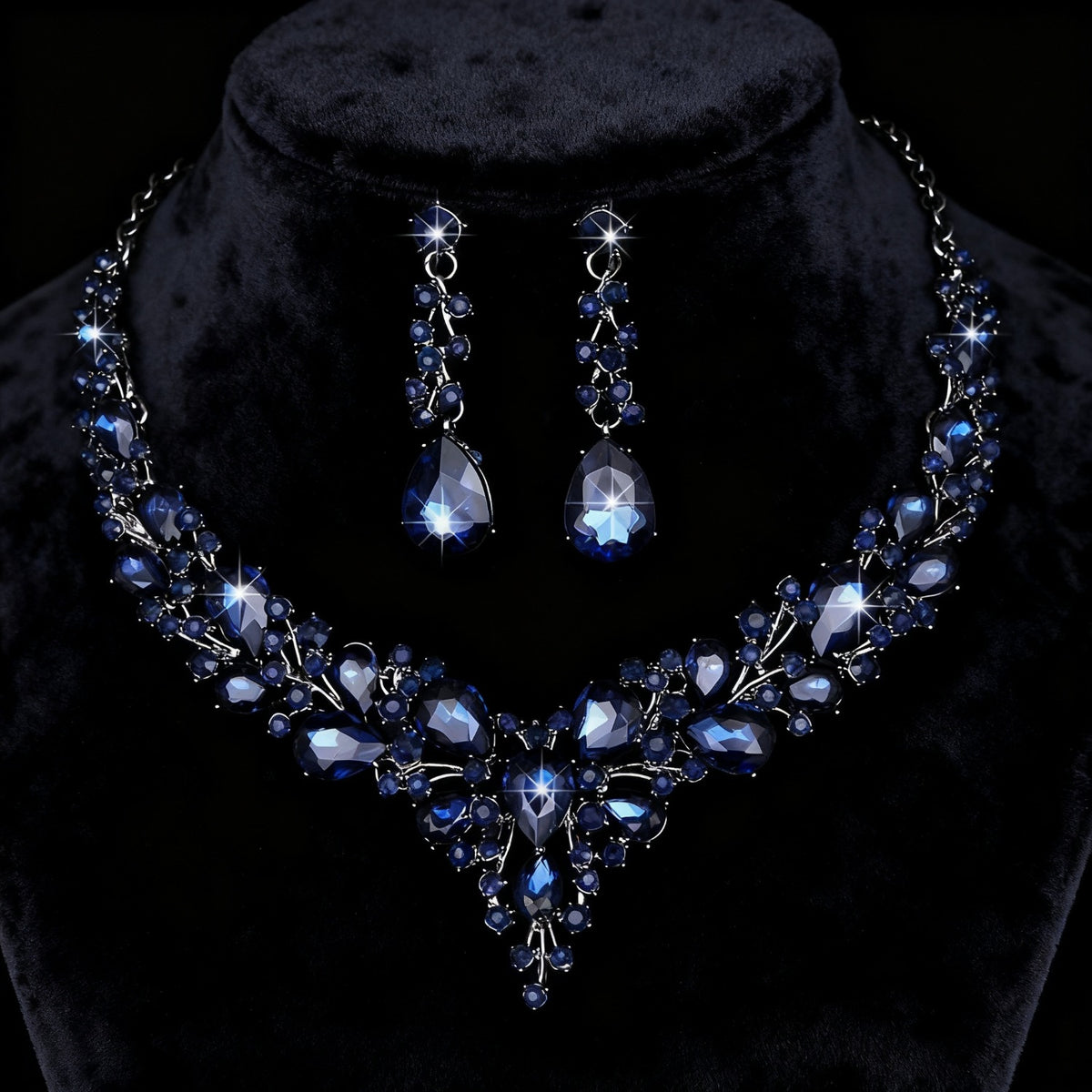 Cross-Border Amazon Jewelry Set Bridal Crystal Accessories Necklace Earrings Two-Piece Set Wedding Dress Women's