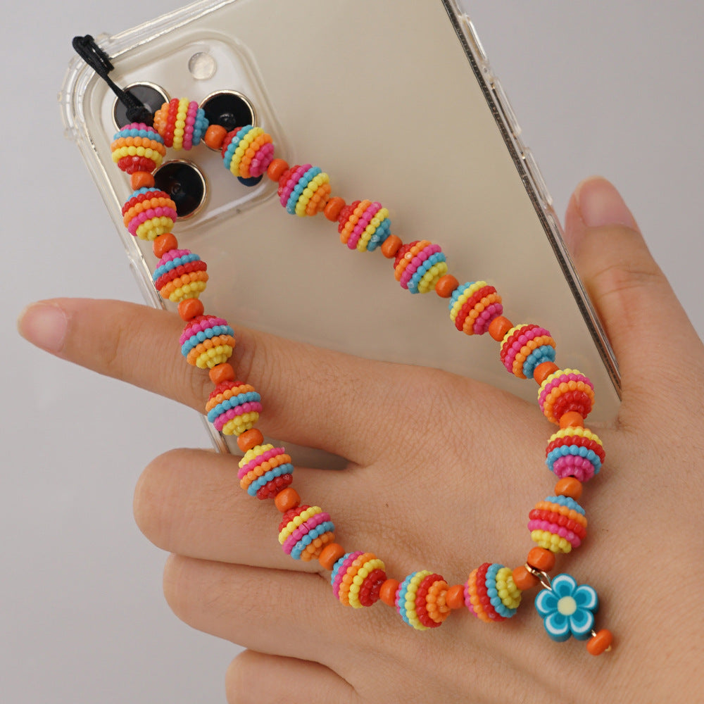 Factory direct supply handmade beaded mobile phone lanyard bluetooth speaker lanyard flashlight fan selfie stick U disk sling