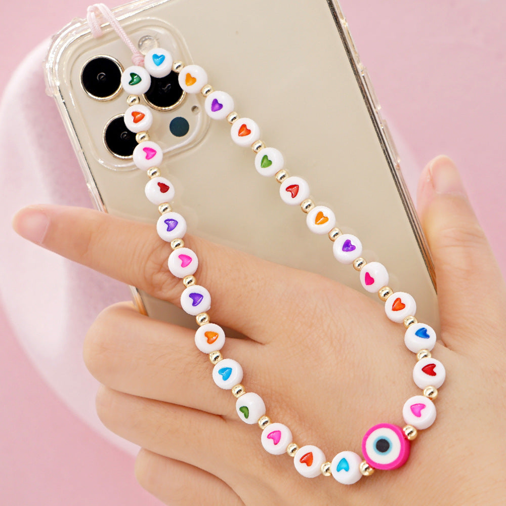Factory direct supply handmade beaded mobile phone lanyard bluetooth speaker lanyard flashlight fan selfie stick U disk sling