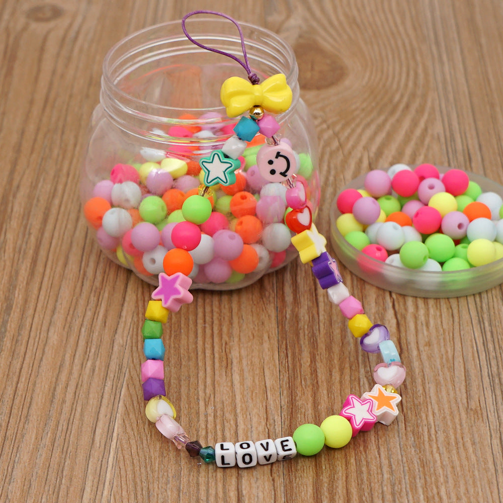 Factory direct supply handmade beaded mobile phone lanyard bluetooth speaker lanyard flashlight fan selfie stick U disk sling