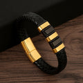 Cross-border new original design trend men's bracelet leather hand-woven stainless steel magnet buckle jewelry wholesale