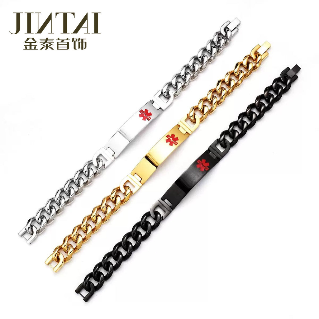 Factory Direct Amazon Aliexpress European and American Fashion Trend Personality Stainless Steel Men's Bracelet Jewelry Wholesale