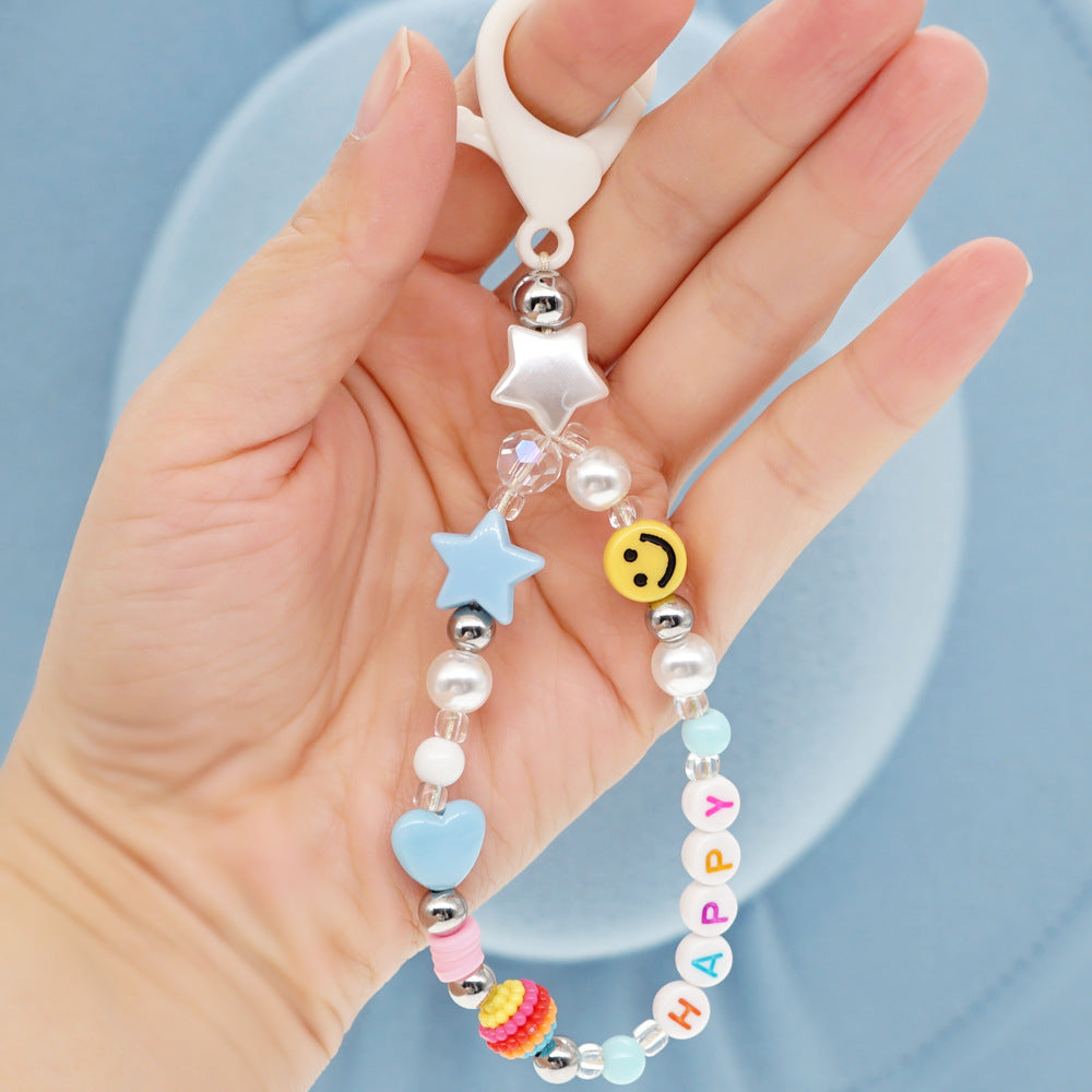 Factory direct supply handmade beaded mobile phone lanyard bluetooth speaker lanyard flashlight fan selfie stick U disk sling
