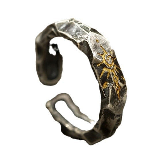 Advanced Sense silver Wishing Stone Ring Men's Zinc Alloy Flare Ring Unique Finger Ring Jewelry Men's Ring Wholesale