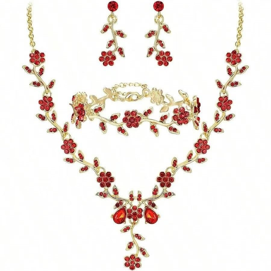 New Cross-Border Wholesale Bridal Rhinestone Water Drop Necklace and Earrings Jewelry Set for Women's Evening Dress Accessories