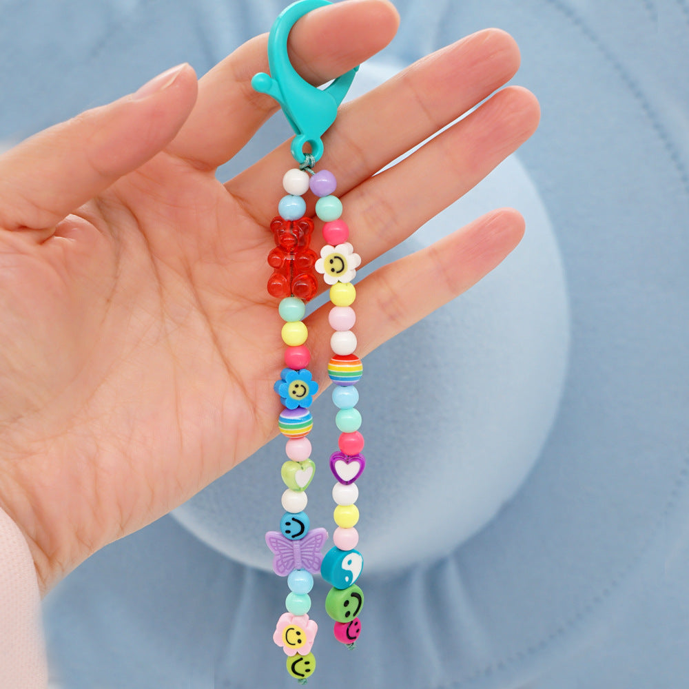 Factory direct supply handmade beaded mobile phone lanyard bluetooth speaker lanyard flashlight fan selfie stick U disk sling