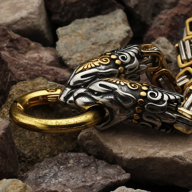 Viking faucet titanium steel bracelet men's stainless steel European and American style retro trendy Emperor Chain Bracelet Men's punk jewelry
