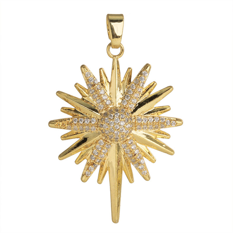 European and American Cross-Border Popular 2025 New Eight-Pointed Star DIY Accessories Pendant Micro-Embedded Earrings Jewelry Pendant Pendant