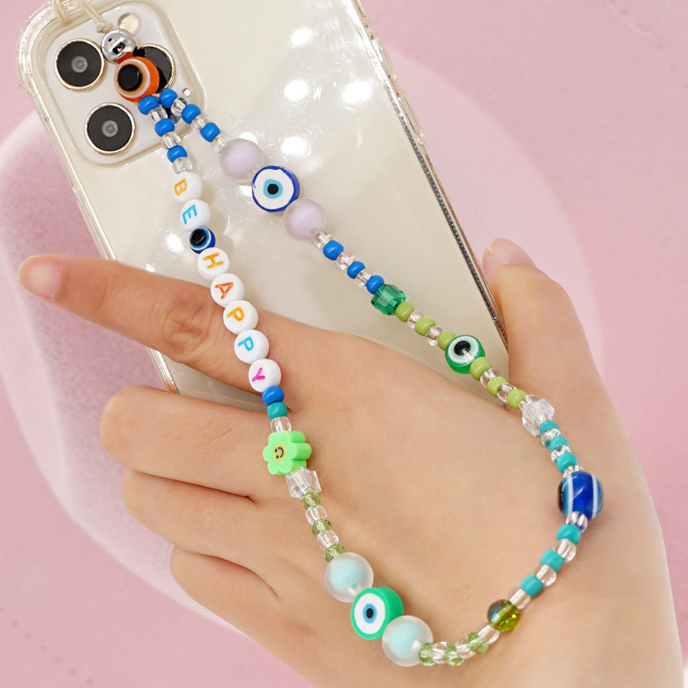 Factory direct supply handmade beaded mobile phone lanyard bluetooth speaker lanyard flashlight fan selfie stick U disk sling