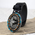Explosive men's belt personality cow head plate buckle trend belt retro embossed craft belt men's wholesale in stock
