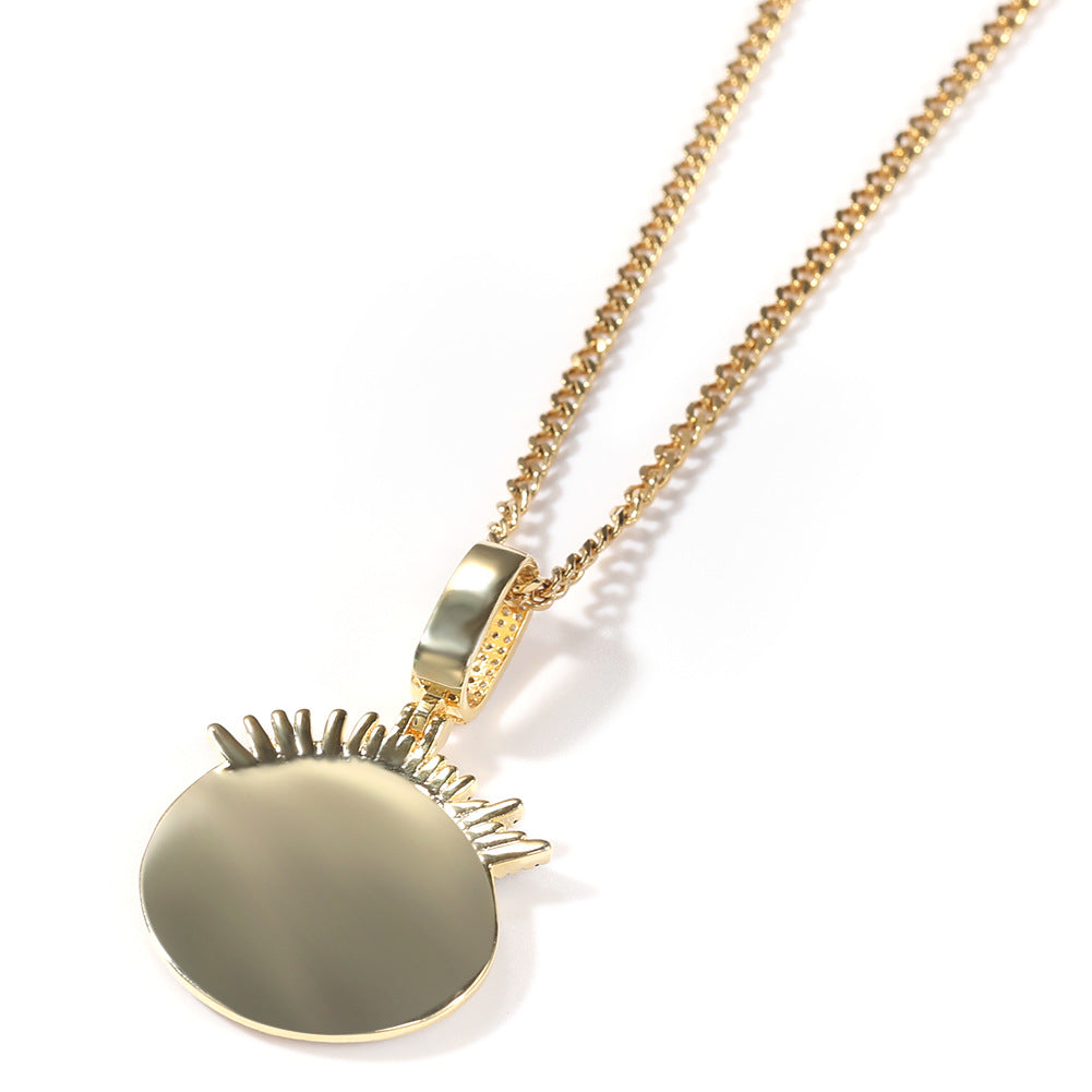 Gu Meng New Product Small Prickly Head Cartoon Hip Hop Men's Necklace Pendant European and American Street Fashion Brand Zircon Pendant