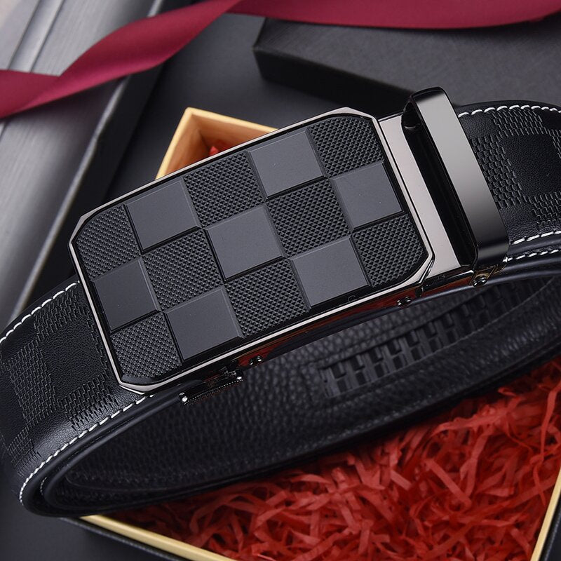 Belt Men's High-end Genuine Leather Automatic Buckle Top Layer Cowhide Belt Men's High-end Casual Pants with Cross-border in stock